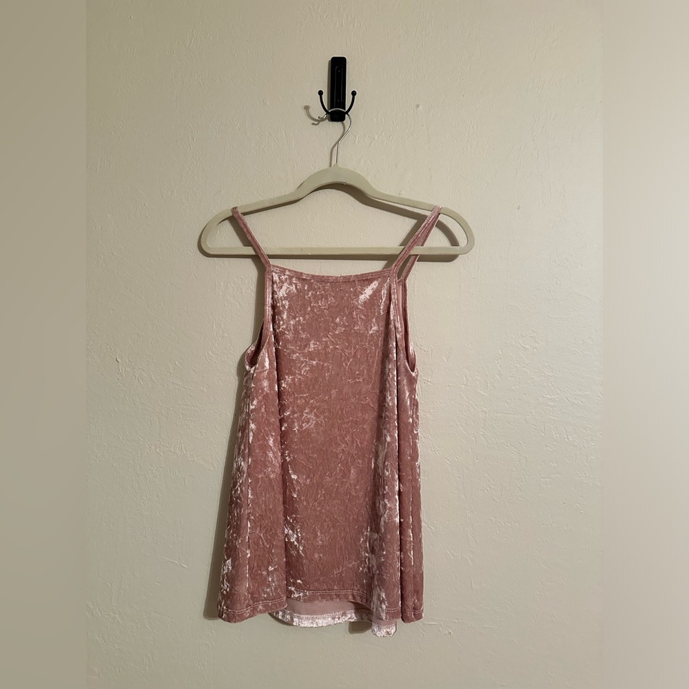 Luscious pink velvet spaghetti strap tank top